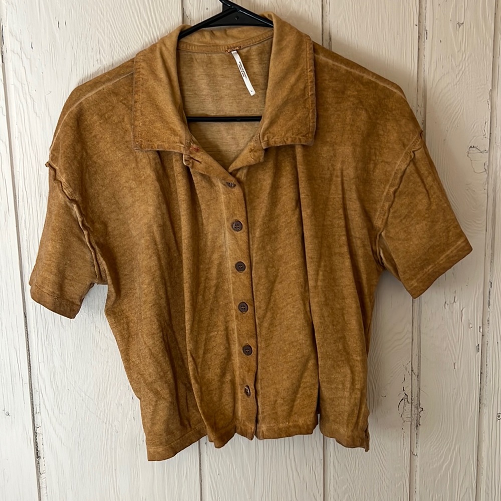Free people crop collared shirt